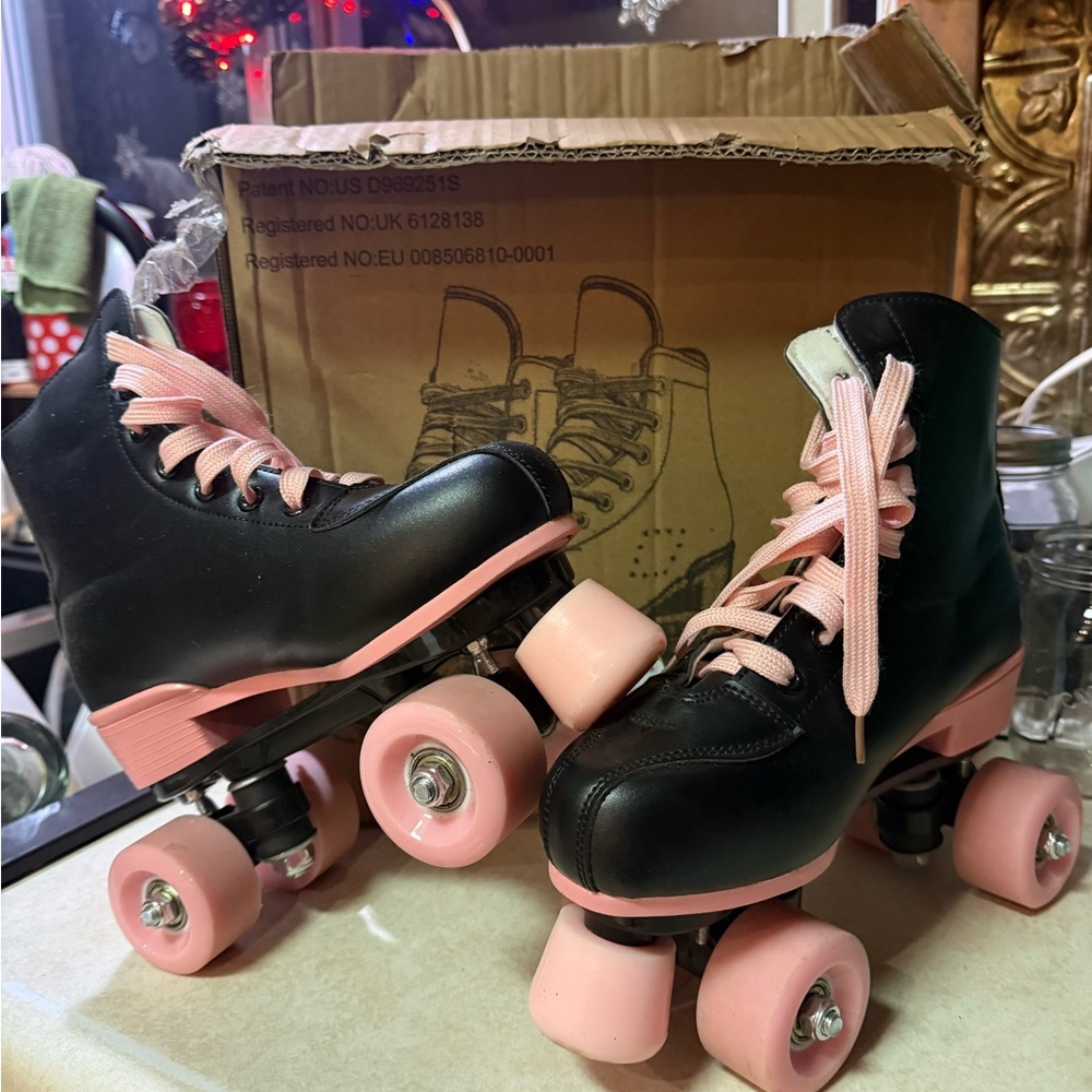 Black and Pink Roller Skates